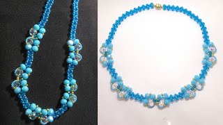 Elegant necklace / Beaded tutorial / Diy / Колье из бусин / Kristal ve kum boncukla kolye yapımı /