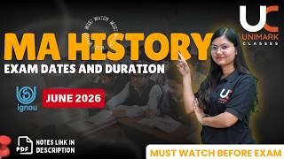 MA HISTORY (MHI) Tentative Datesheet IGNOU Exams June 2026 | Exams Dates June 2026 | Unimark Classes
