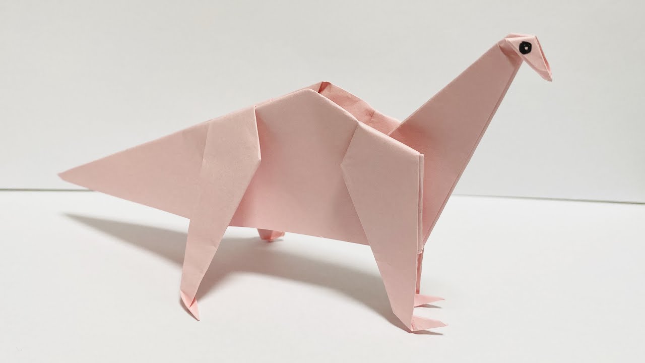Easy Origami)恐竜の折り紙 A4紙一枚で恐竜🦕の折り方／简单折纸 恐龙