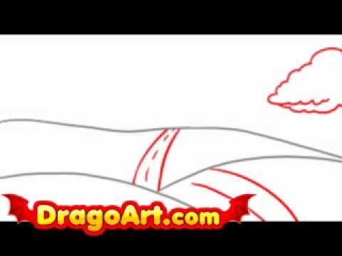 How to draw a landscape, step by step - YouTube