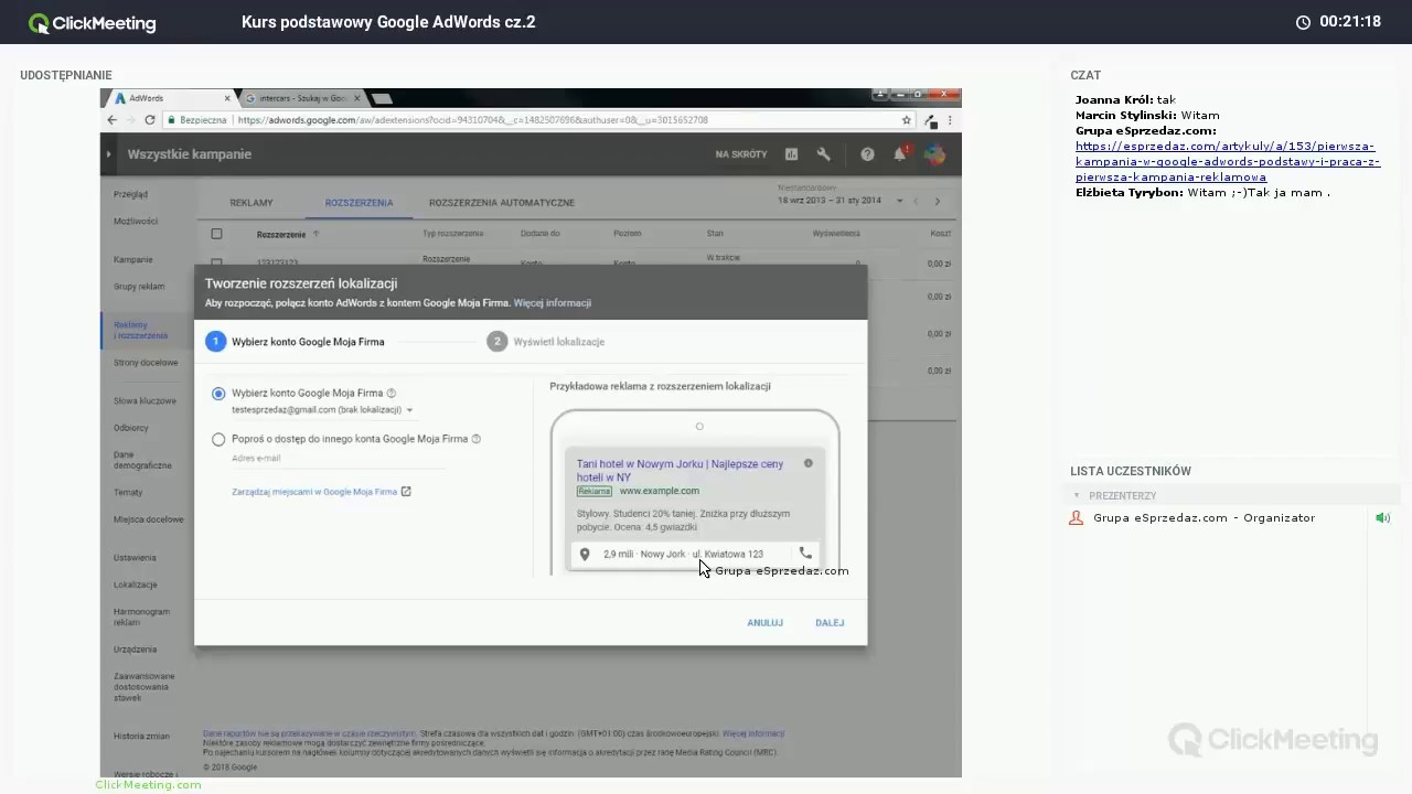 Kurs podstaw AdWords - Rozszerzenia reklam - YouTube