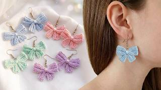"Crochet BOW Earrings" For Absolute Beginners | Step by Step Tutorial DIY
