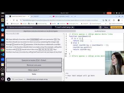 Use Recursion to Create a Countdown / recursividade para contagem regressiva