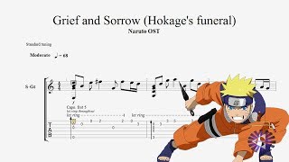 Video thumbnail of "【Guitar】Grief and Sorrow 哀と愁 (Hokage's funeral) Naruto ナルト OST ギターtab譜 by NipponTAB"