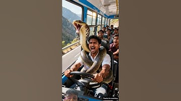 A brave cow saved a bus driver from a very fat snake 🐄😢 #shorts #ai