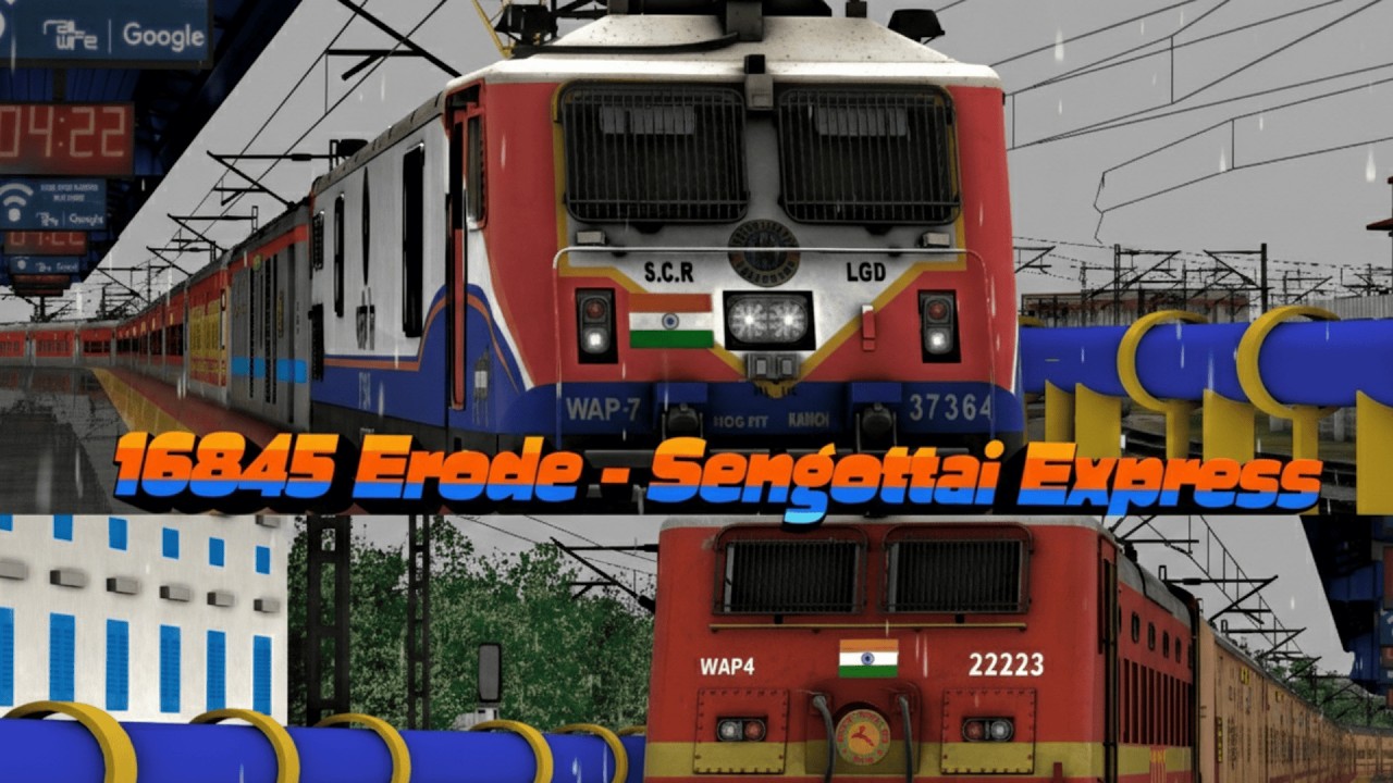 ⚡16845 Erode - Sengottai Express (UnReserved)  | High Speed | MSTS 4K #msts #SRG1512