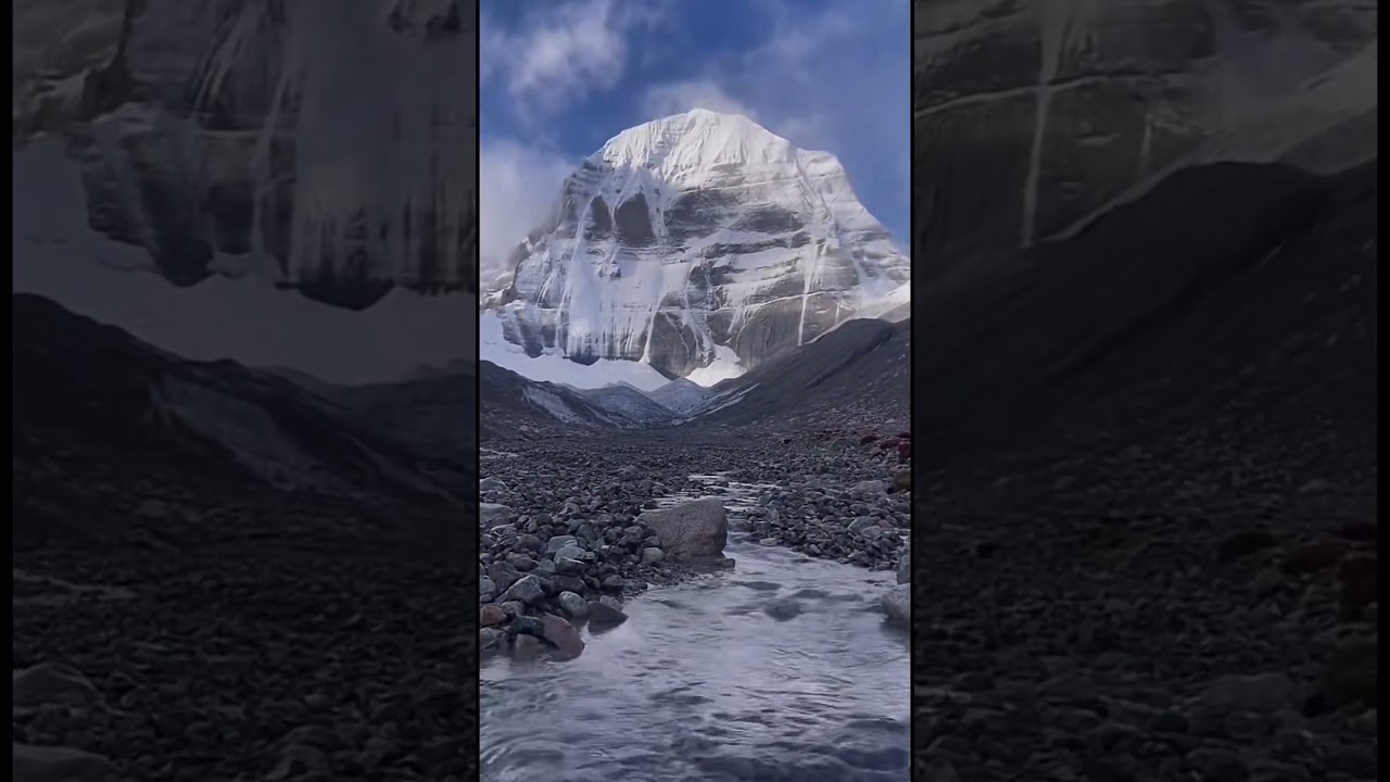 Original sound of water under snow Mount Kailash