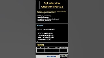 SQL Interview Questions Part 32 – Learn How to Create Tables in SQL #sql#interviewquestion#sqlquery
