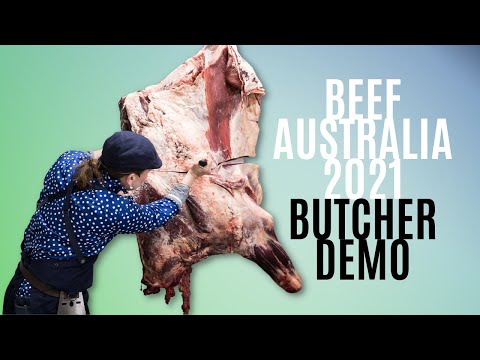 Butcher Girl Alison does event butchery at Beef Australia 2021