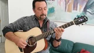 the promise. m. fix cover on a custom pimentel dreadnought guitar.