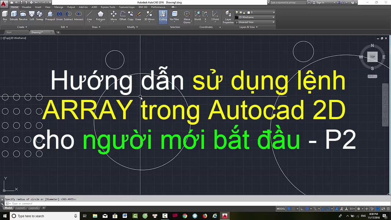 Hướng dẫn sử dụng lệnh Polar Array trong Autocad cho người mới bắt đầu