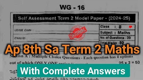 Ap 8th class maths Sa term 2 Model Paper with answers 2025|Sa2 8th class maths question paper 2025
