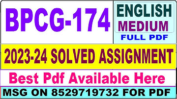BPCG 174 solved assignment 2023-24 || bpcg 174 solved assignment 2024 in English || bpcg 174 english