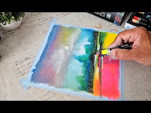 Colorful Abstract Landscape Painting / Easy Painting Technique / Step By Step