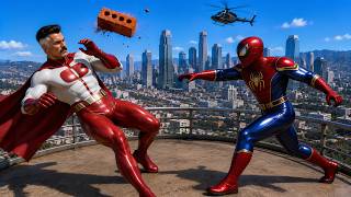Spider-Man Brick Attack vs Batman, Iron Man & Venom! 😂💥 | GTA 5 Euphoria Physics