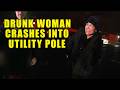 Drunk 26-Year-Old Crashes into Telephone Pole and Destroys Her Car