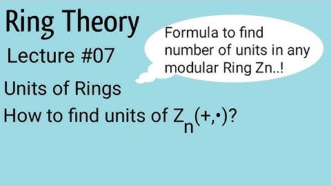 Lecture#7 Unit elements of Zn (Modular rings).
