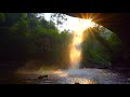 Calming Waterfall and Sunshine. Relaxing Nature Sounds. (10 hours). White noise for sleeping.