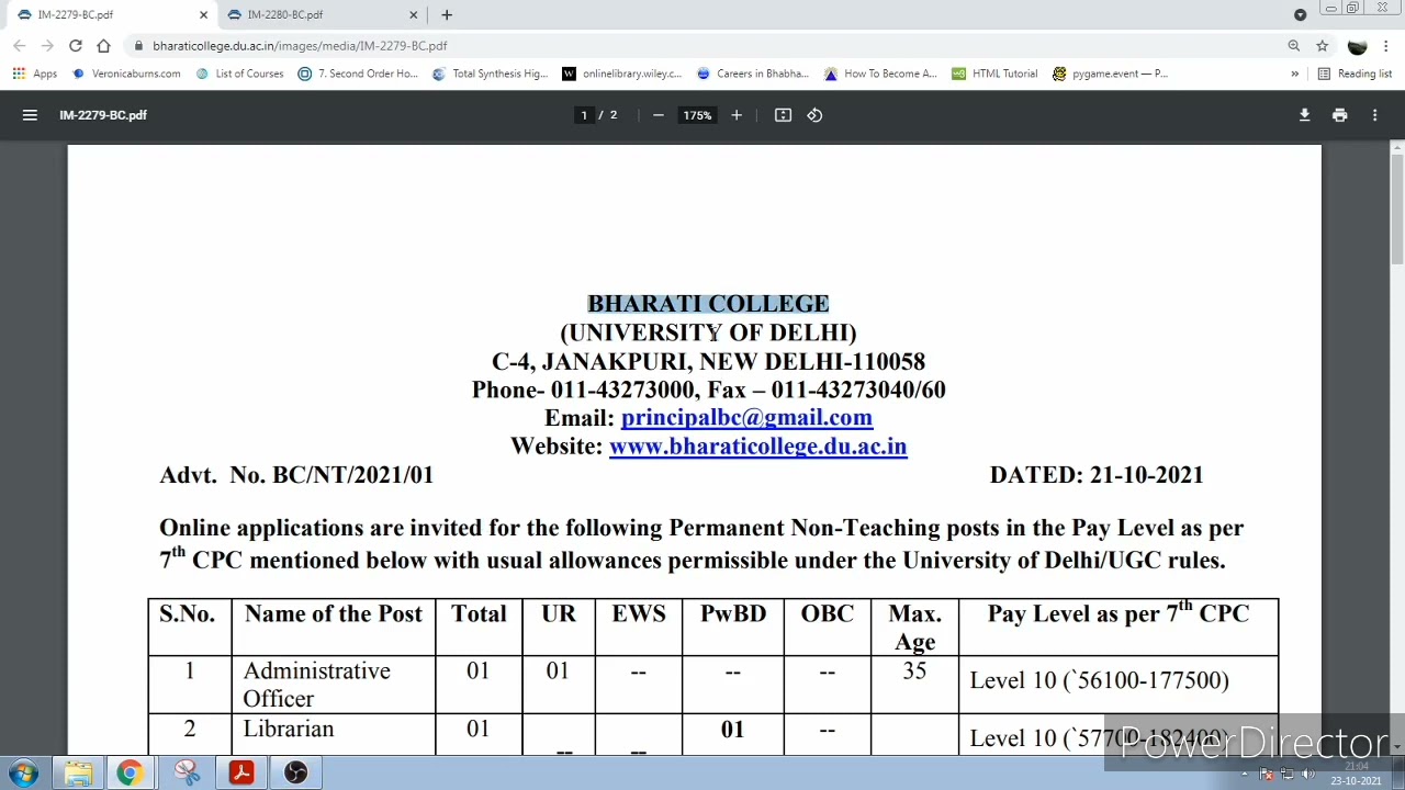 Bharati College Recruitment