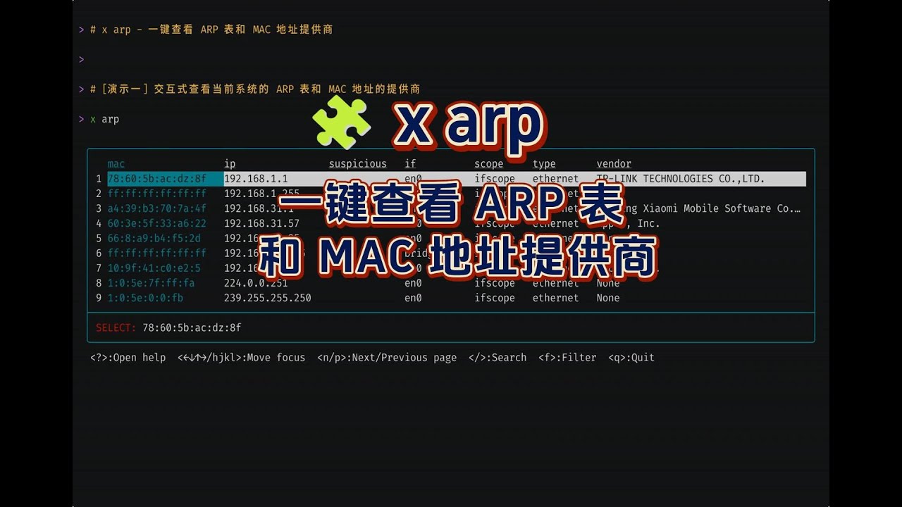 x-cmd | mod 🧩 (zh) x arp - 一键查看 ARP 表和 MAC 地址提供商 - YouTube