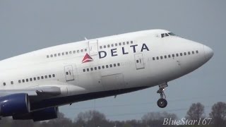 Delta Air Lines Boeing 747-400 N669Us Takeoff From Amseham Amsterdam Schiphol 36L