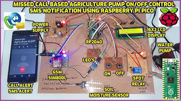 Phone Call / Switch Based Agriculture Pump ON/OFF Control & SMS Notification Using Raspberry Pi Pico