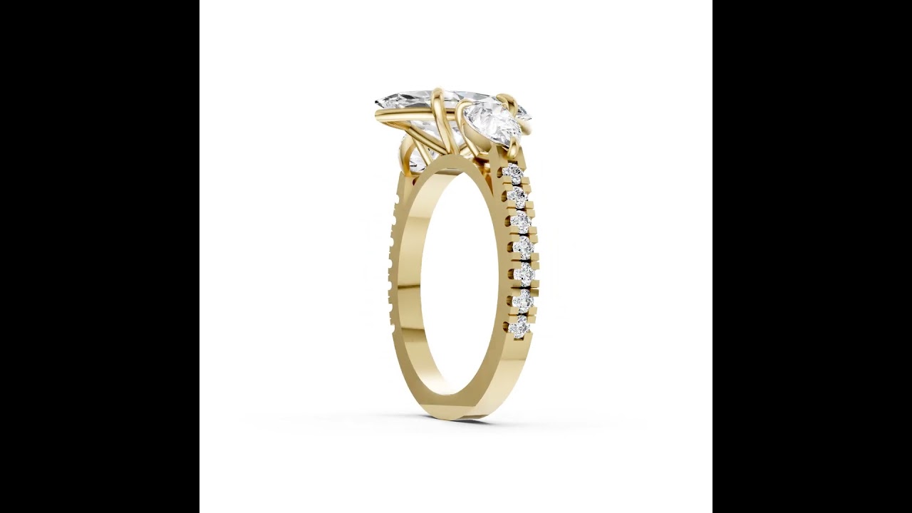 Marquise Cut Lab Grown Diamond Three Stone Engagement Ring