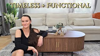 ☕ Mid Century Modern Oval Coffee Table – Walnut Finish
