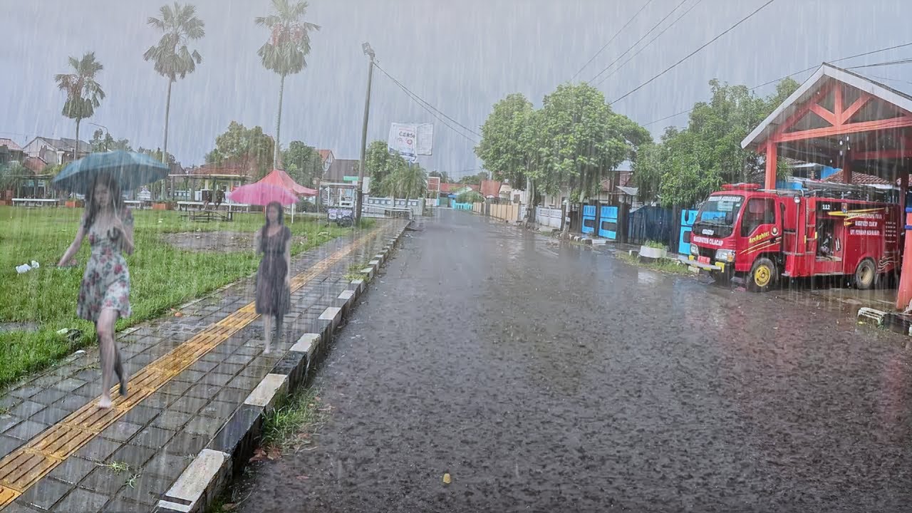 Walk in Red Soil village during heavy rain and thunder | Goms Rain ...