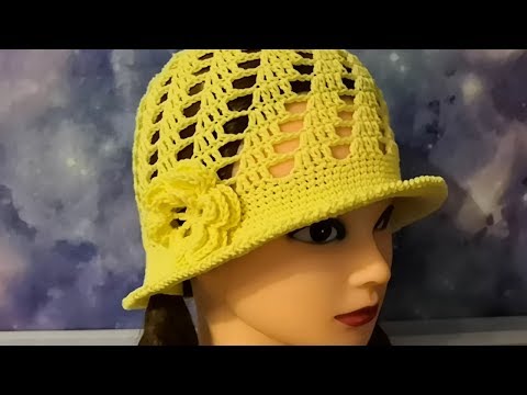 Связать женскую шляпку с полями крючком