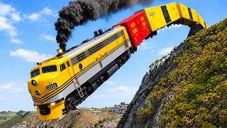 Trains vs Cliff #8 and Car vs Rails - BeamNG Drive screenshot 5