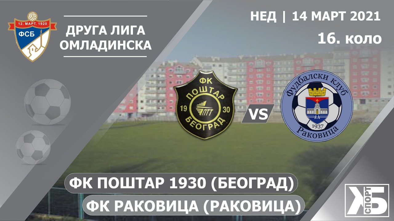 Omladinci: FK Poštar 1930 (Beograd) - FK Rakovica (Rakovica) | 14.03.2021