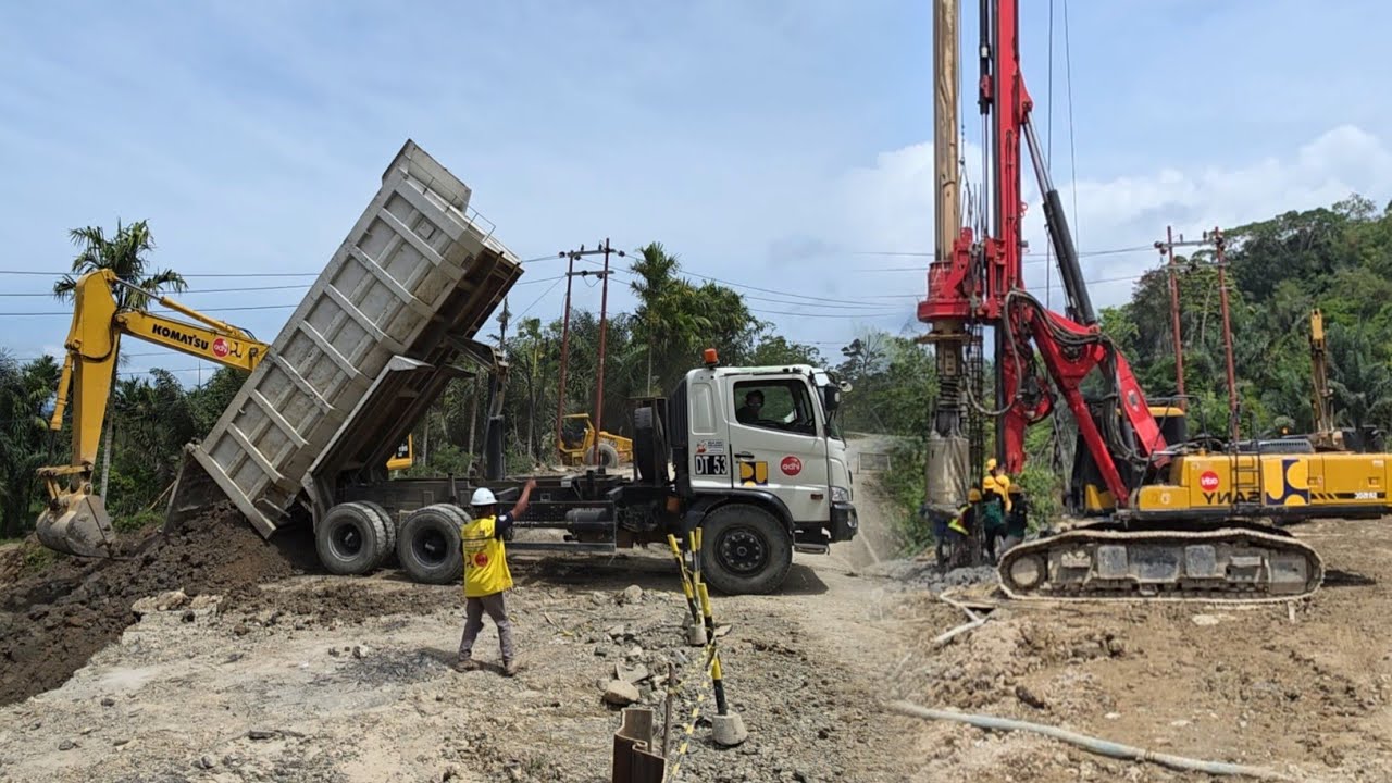 Penimbunan Jurang Finish !!! Tulangan Besi Bore Pile Panjang 16 Meter 