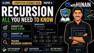 Concept Of Recursion| Base Case & General Case| Tracing A Recursive Program| Alevel CS 9618 Paper 4
