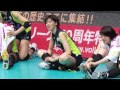 栗原恵（Megumi Kurihara）／試合後のストレッチ＆おしゃべり／2017.2.25　日立×東レ　Ｖリーグ女子大田大会ファイナル6