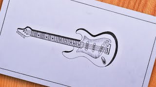 Simple guitar drawing with pencil for beginners #short