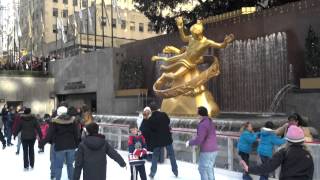 Mom Ice Skates Rockefeller Plaza 2012
