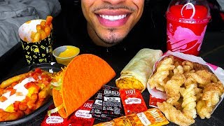 ASMR TACO BELL MUKBANG NACHO FRIES CINNAMON TWIST REAPER FRIES $1 BURRITO JERRY EATING SHOW TACOS