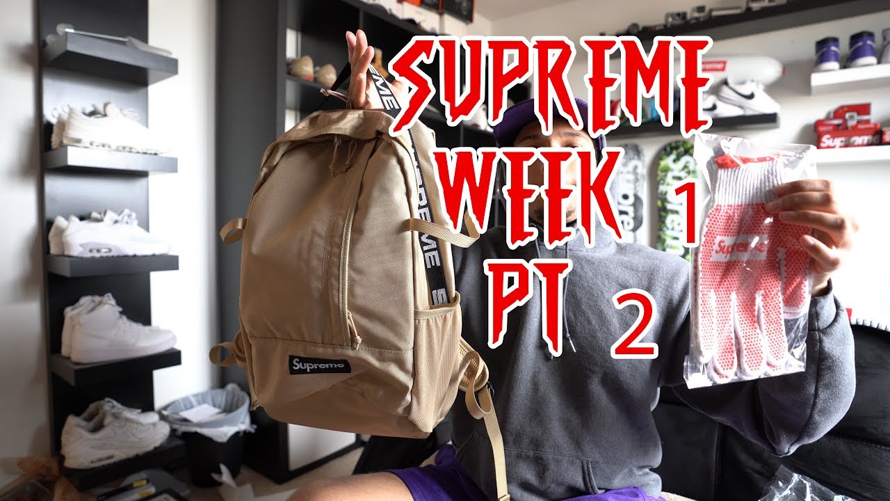 Supreme Week 1 (Tan Backpack Review + Work Gloves) SS18 Pt. 2 - YouTube