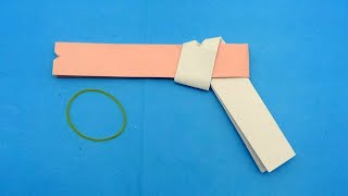How To Make A Paper Gun That Shoots Rubber Bands - Easy Origami Gun - DIY Paper Gun Making Tutorial
