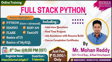 FULL STACK PYTHON Online Training @ DURGASOFT