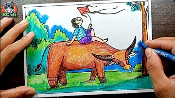 Yếu tố dân tộc trong tranh của một số hoạ sĩ lớp 7 - vẽ cậu bé chăn trâu - KCzit