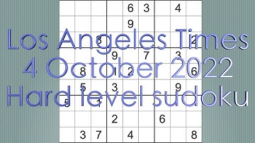 Sudoku solution – Los Angeles Times sudoku 4 October 2022 Hard level