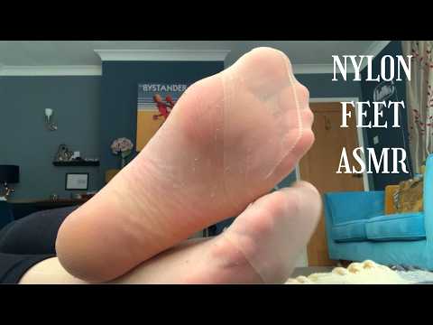 No Talking ASMR Nylon Feet In Beige Pantyhose Black Leggings Wrinkly Soles Toe Movements