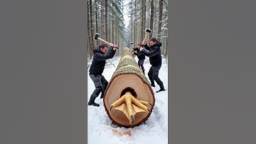 rescue mother duck and ducklings from giant log #animals #funny #shorts