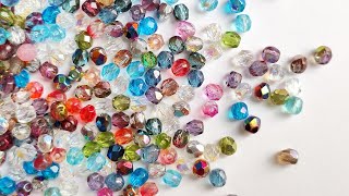 Czech Glass Beads Faceted Round 4mm, Transparent Mix