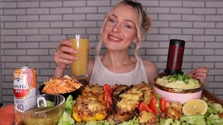 Mukbang | Фаршированные Овощи, Пюре, Салат | Stuffed Vegetables, Puree, Salad | Не Asmr