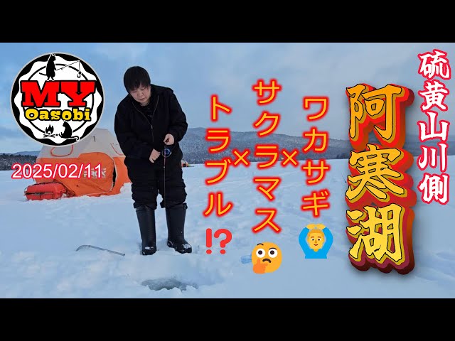 釣り】2025年 阿寒湖 硫黄山川側 4回目 氷上 ワカサギ釣り サクラマス