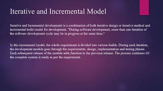 Iterative and Incremental Model By: Vadini, Asst. Professor | CSE Department | RPIIT Academics