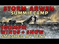 STORM ARWEN SUMMIT CAMP 100mph+ Strong Winds and Snow at 910m in a Broken Tent WILD CAMPING SOLO UK